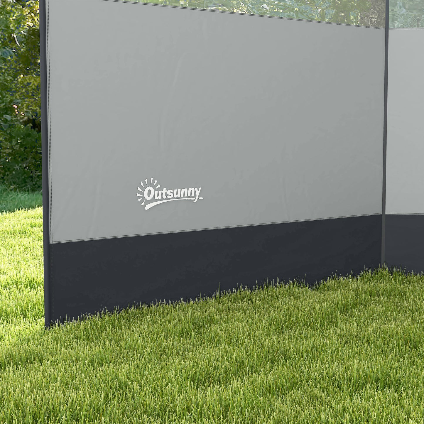 Beach/Camping Windbreaks with Clear Windows and Carry Bag, 440 x 140cm, Grey