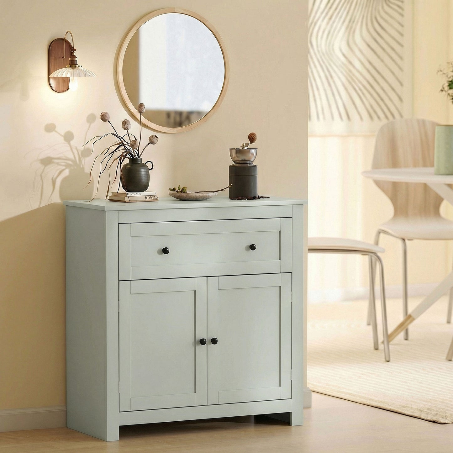 Sideboard, Kitchen Storage Cabinet w/ Adjustable Shelf, Drawer, Green