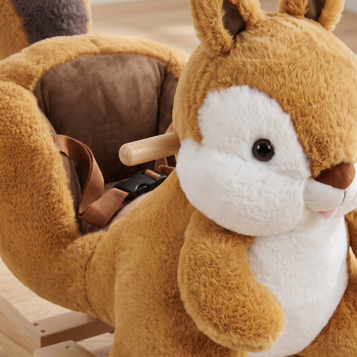 Plush Rocking Squirrel with Sounds and Safety Belt - Brown