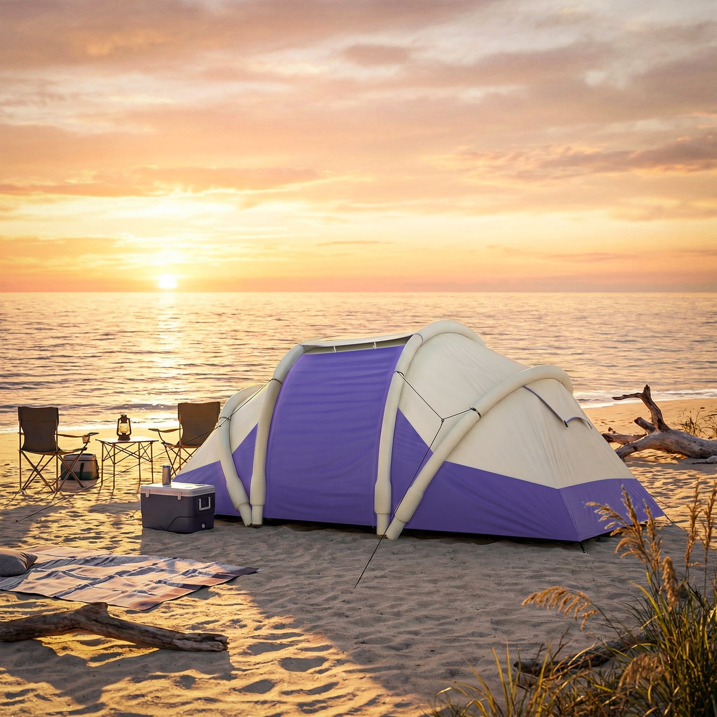 Inflatable Tent 3000mm Waterproof for 4 Person, Purple