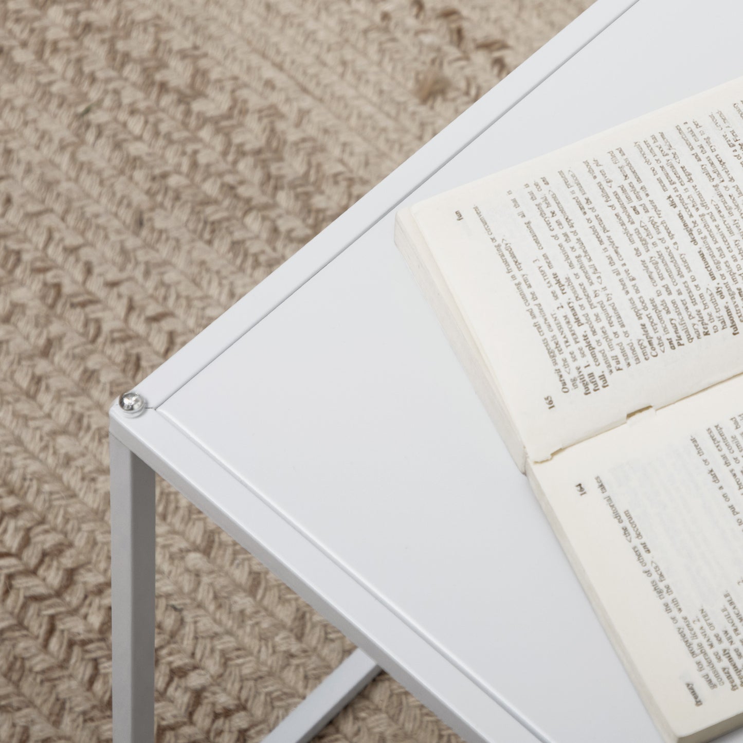 Nesting Coffee Table Set of 2, Nest of Tables with Steel Frame, White