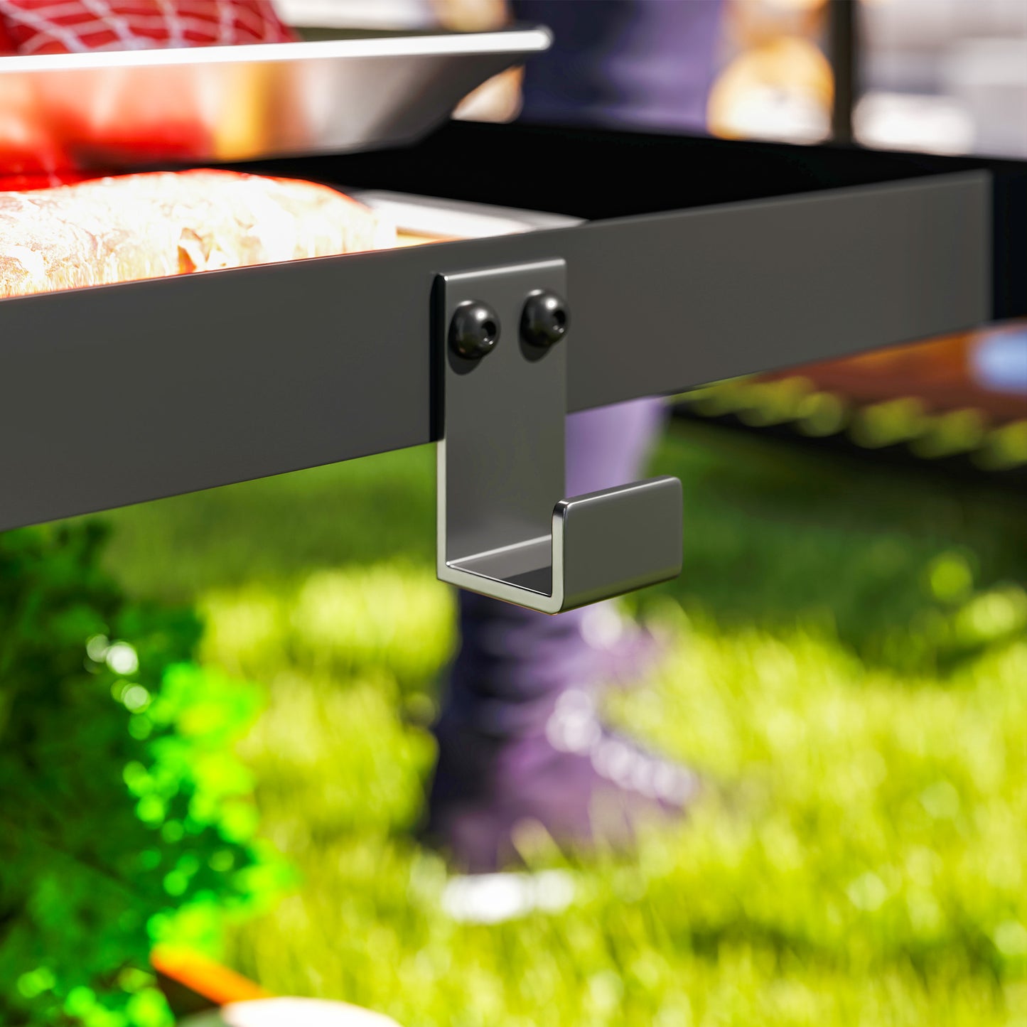 Outdoor BBQ Table with 2-Tier Shelf, Outdoor Kitchen, Charcoal Grey