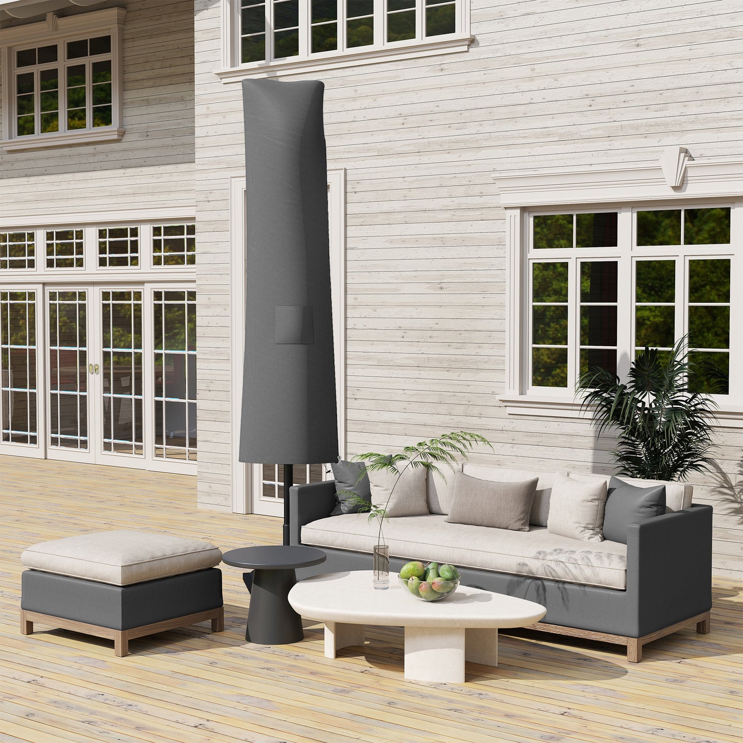 Parasol Umbrella Cover, Outdoor Protector for Garden, Grey