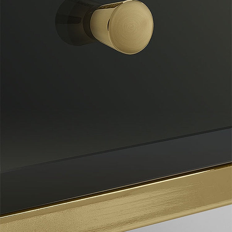Stiletto Black Glass and Brass Console Table