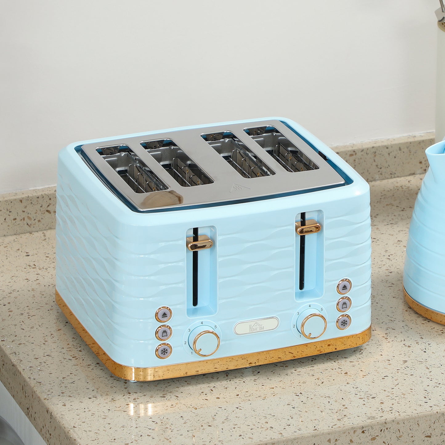 Kettle and Toaster Set 1.7L Kettle & 4 Slice Toaster Light, Blue
