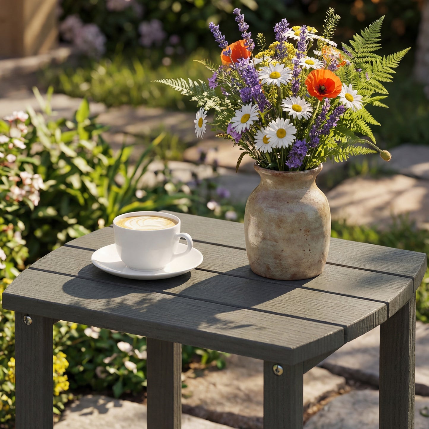 Outdoor Side Table, Adirondack Side Table, Indoor Outdoor, Grey