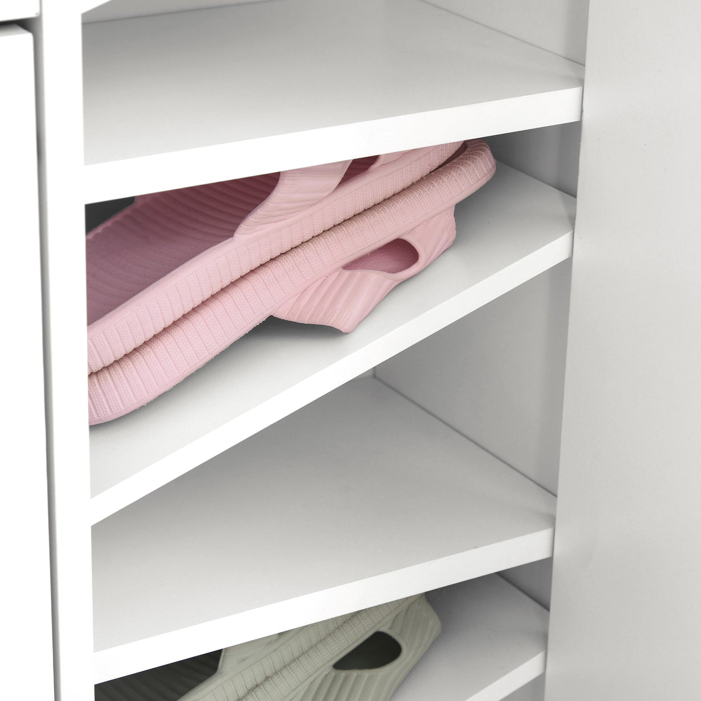 4 Compartment Shoe Storage Cabinet Shelves Footwear Home Office Hallway