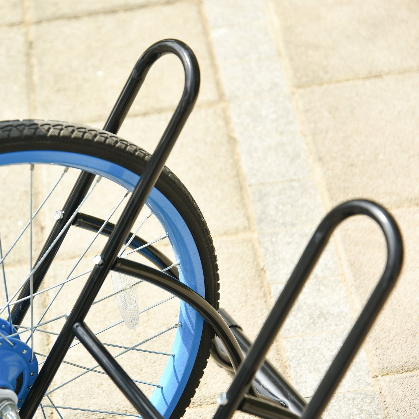 Reversible 2 Bike Holding Rack Steel Frame Indoor Outdoor Foot Caps Stand