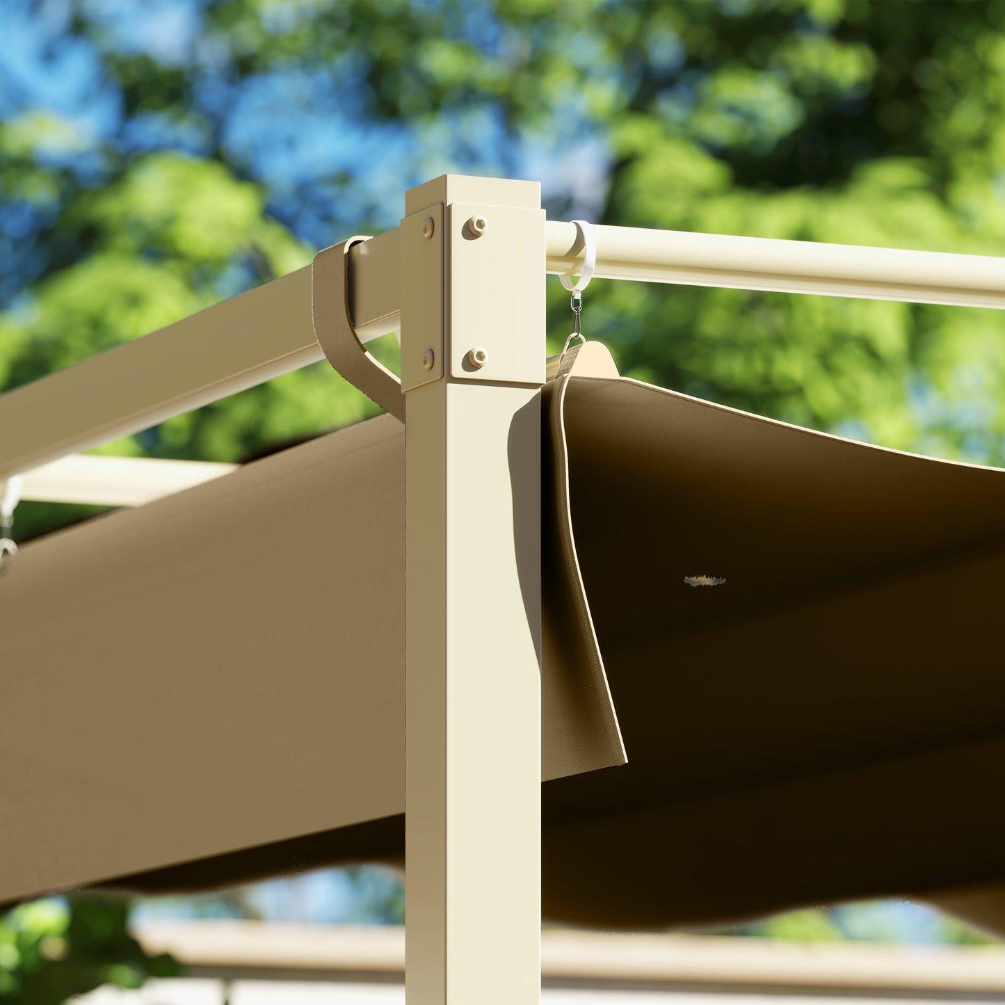 3 x 3(m) Garden Pergola with Retractable Roof, UPF30+, Khaki