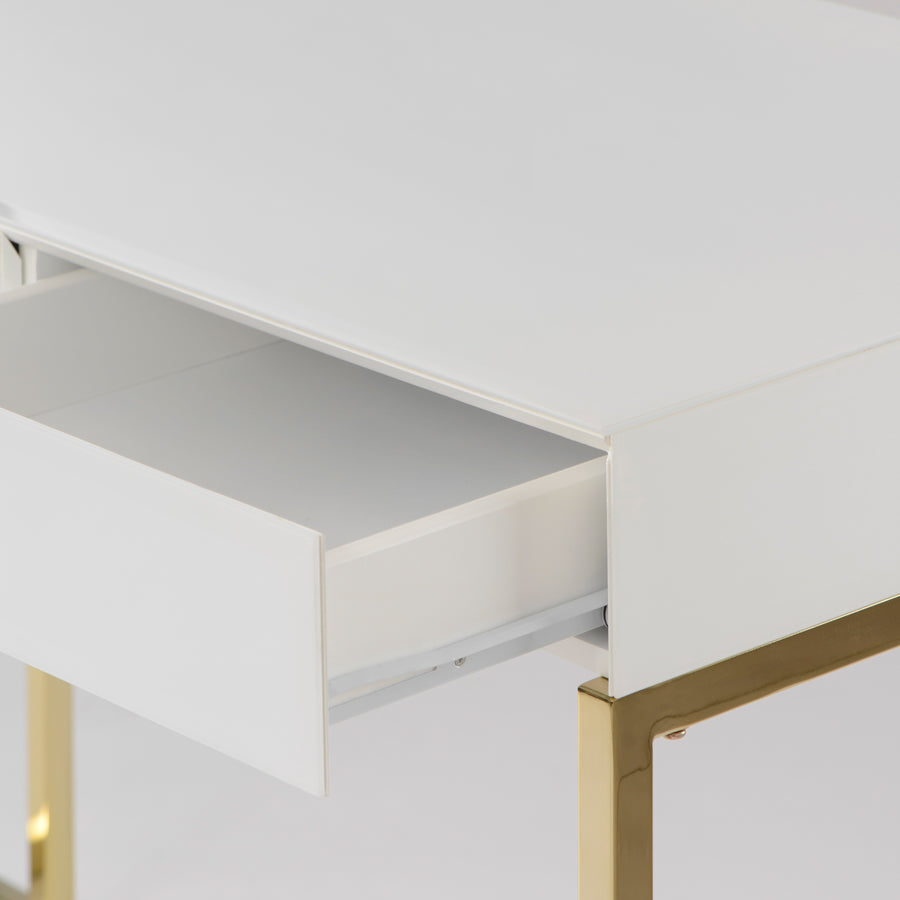 Lorenzo White Glass Desk