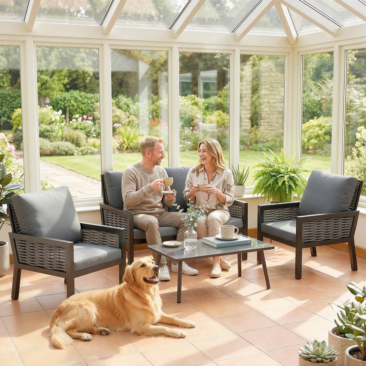 Rattan Garden Furniture Set, Outdoor Furniture Conversation Set