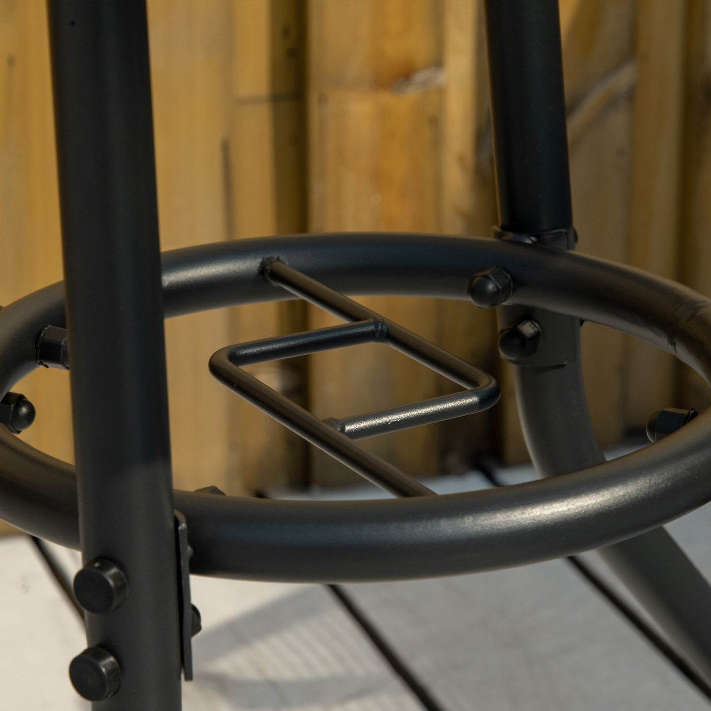 Outdoor Round Dining Table Tempered Glass Top w/ Parasol Hole 80cm