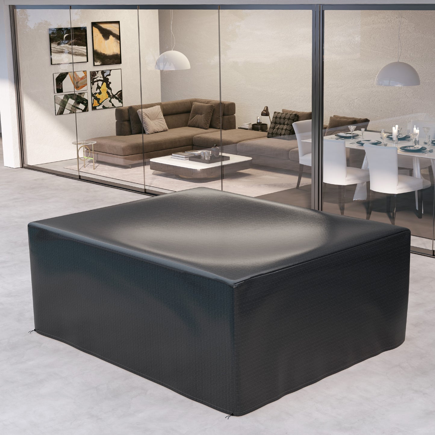 235x190x90cm Large Patio Set Outdoor Garden Furniture Cover Black
