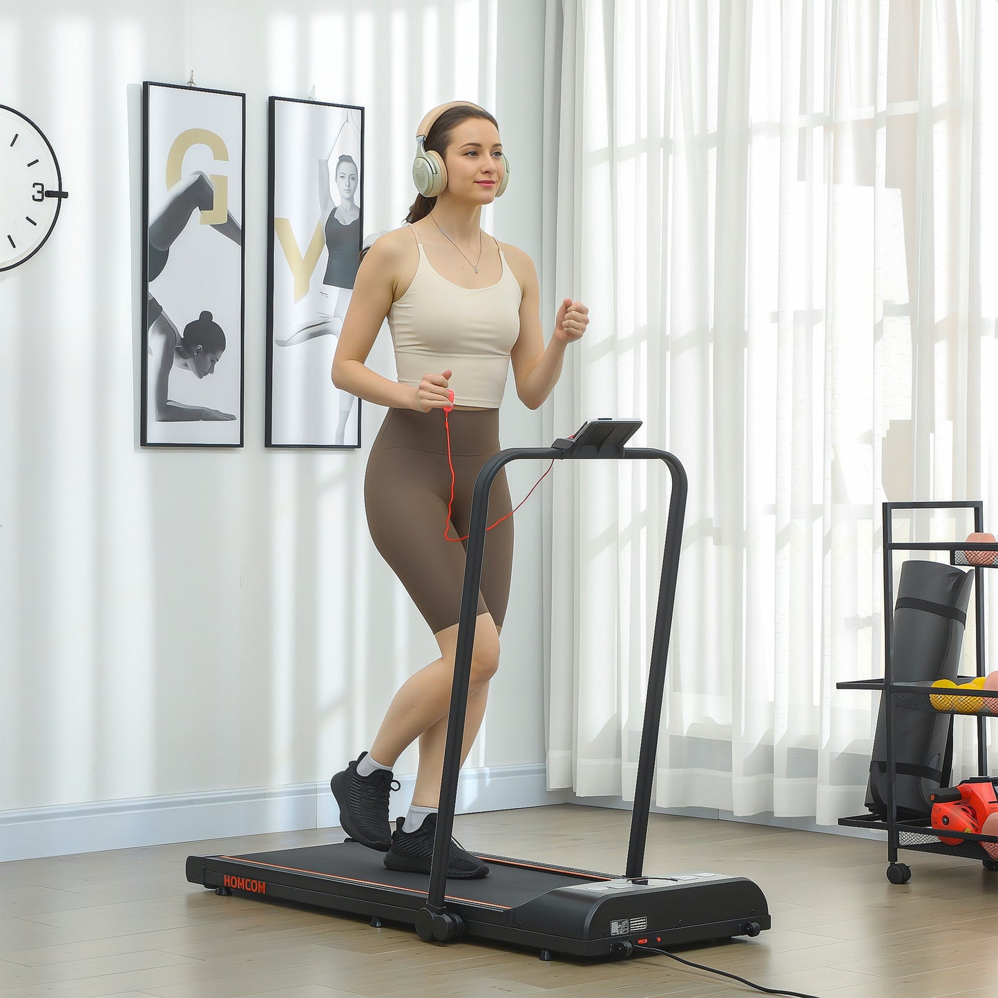Foldable Walking Treadmill w/ LED Display, Orange