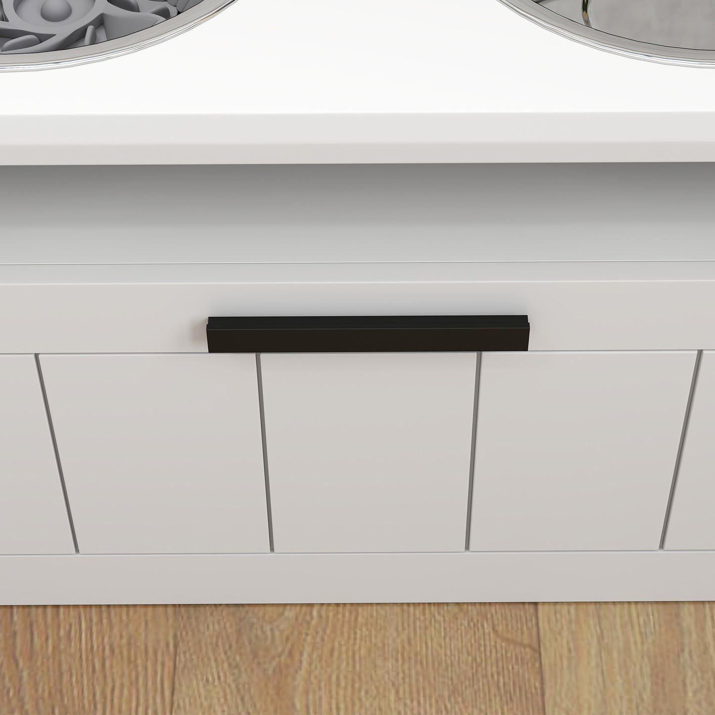 Raised Dog Bowl, Elevated Dog Bowls with Slow Feeder Dog Bowl & 2 Stainless Steel Bowls, 25L Storage Drawer, Dog Feeding Station for Large & Extra Large Dogs, White