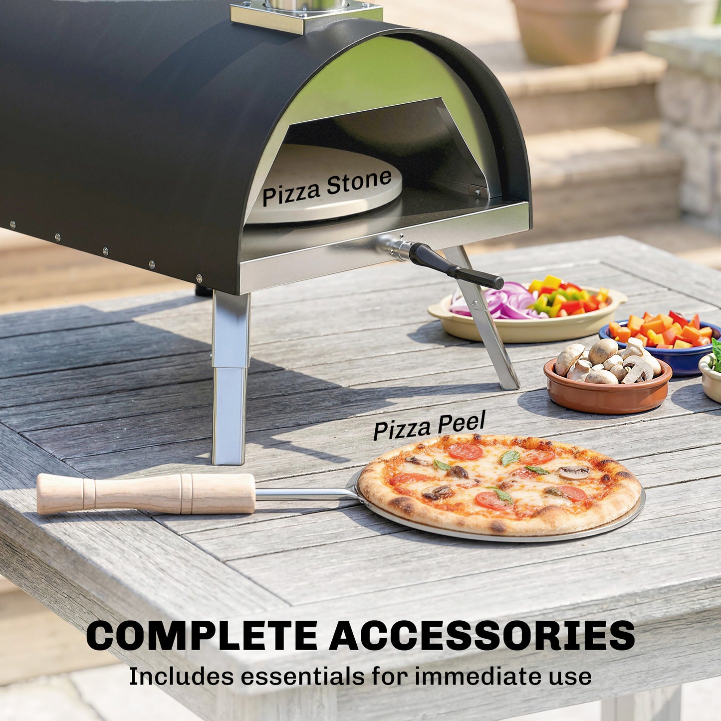 Outdoor Pizza Oven Portable w/ 12" Rotating Stone