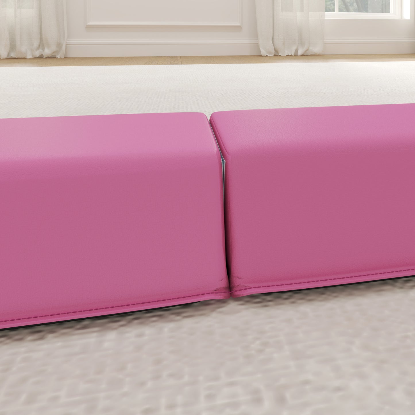 7.7FT Folding Gymnastics Balance Beam with Anti-Slip Base, Pink