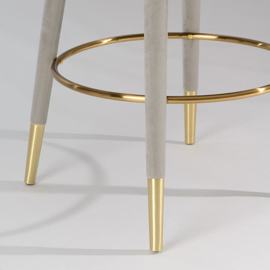 Bellucci Counter stool - Dove Grey - Brass Caps