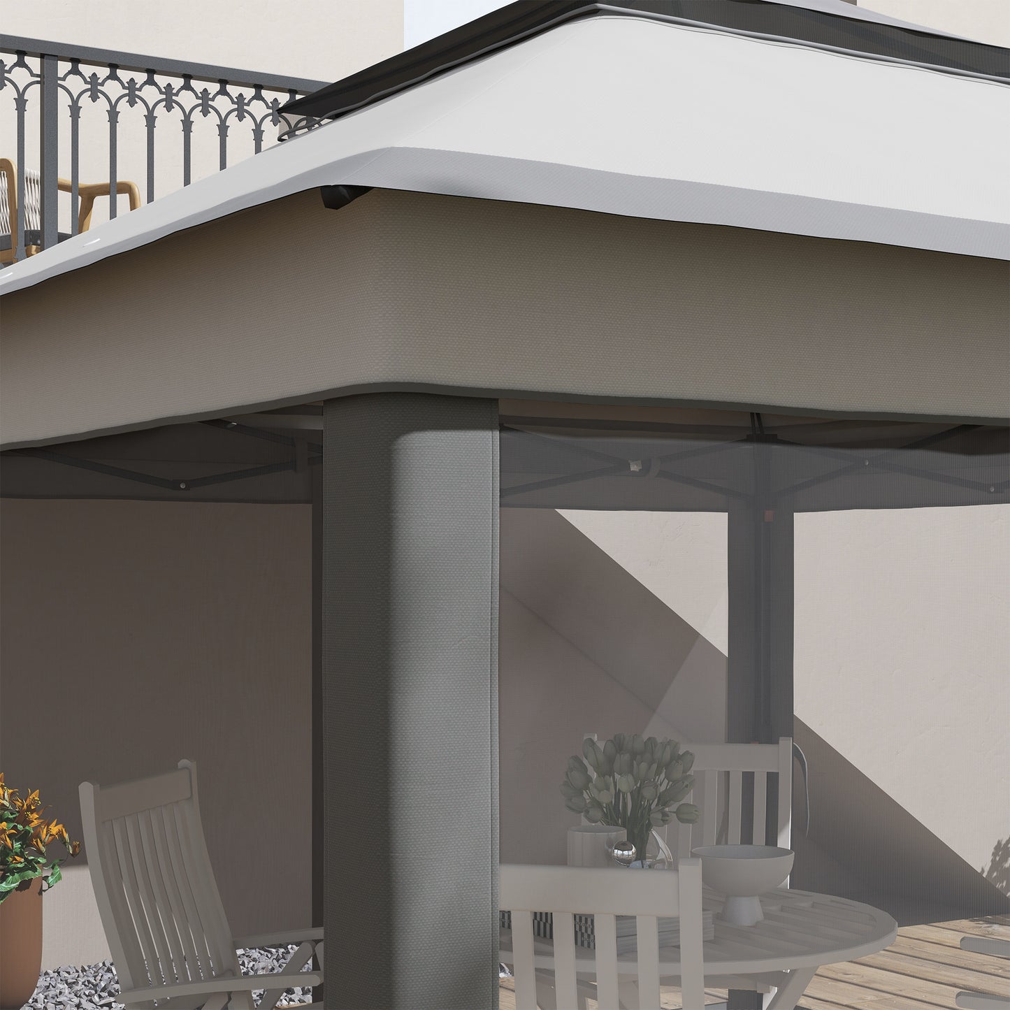 3 x 3(m) Pop Up Gazebo, Height Adjustable Instant Event Shelter with Netting and Carrying Bag, Grey