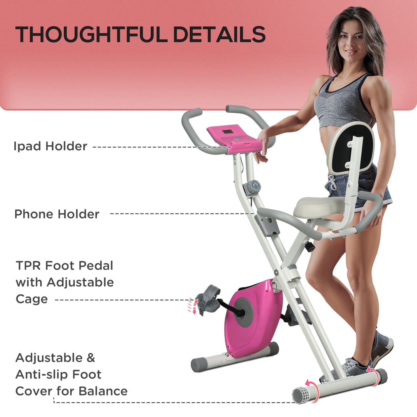 Folding Exercise Bike w/ Adjustable Magnetic Resistance, Seat Height
