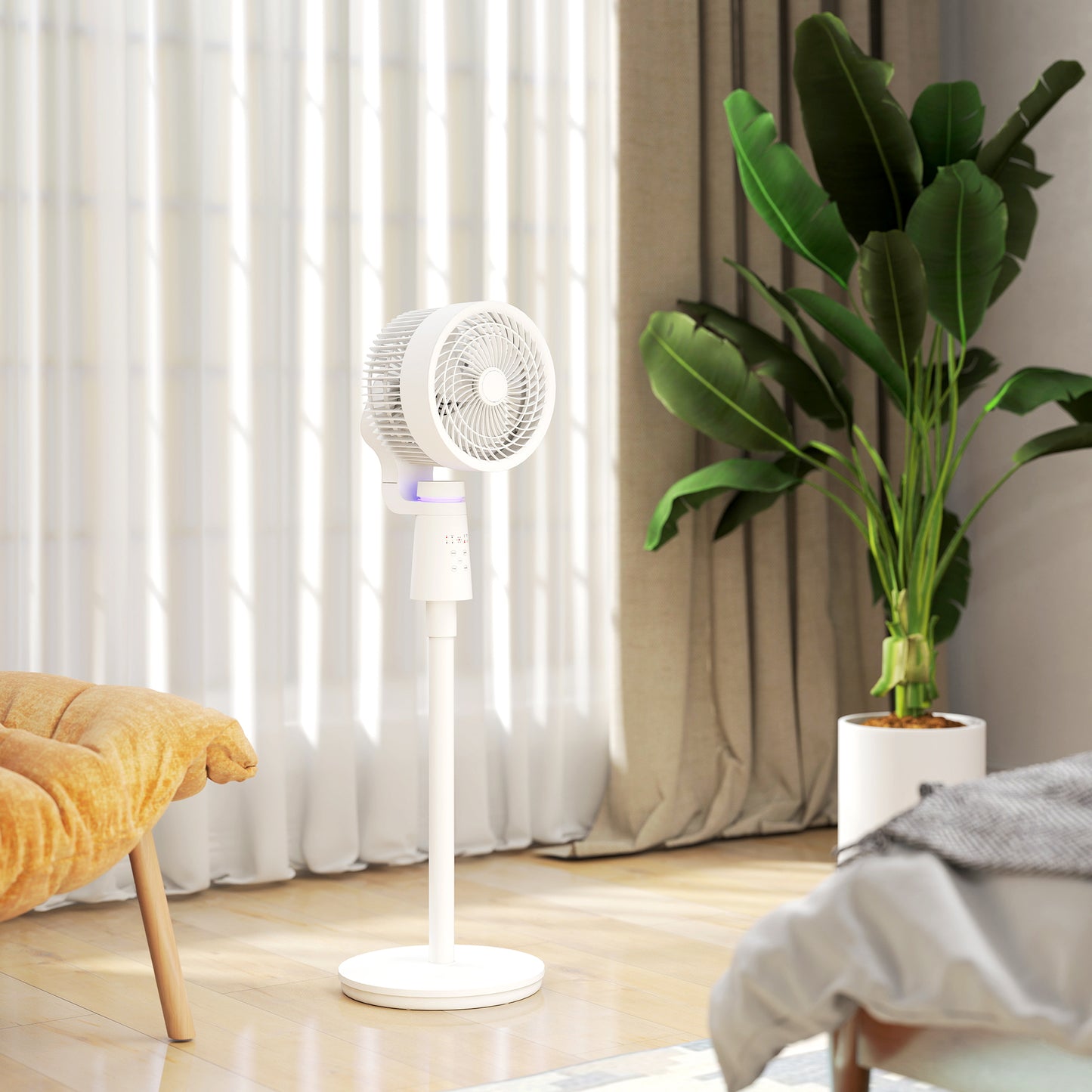 Pedestal Fan, Air Circulation Fan with Oscillating, Tilt, White