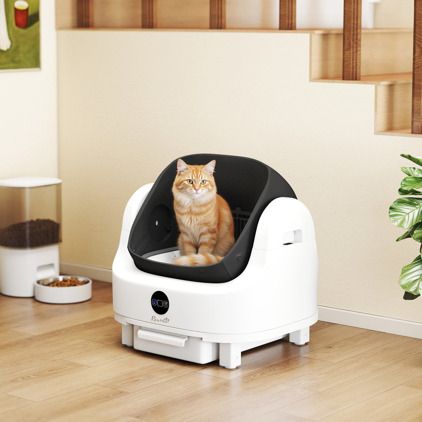 Self Cleaning Cat Litter Tray Top Opening Design, Automatic Litter Box More Space for Multiple & Senior, Large Cats, Integrated Security Protection, Odor-Free, Instant Cleaning & Easy Scooping