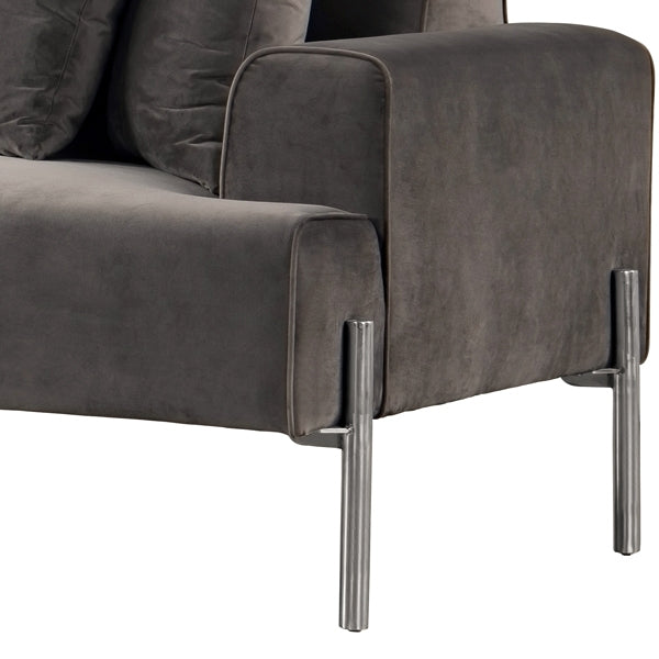 Duke Three Seat Sofa - Carbon - Silver base