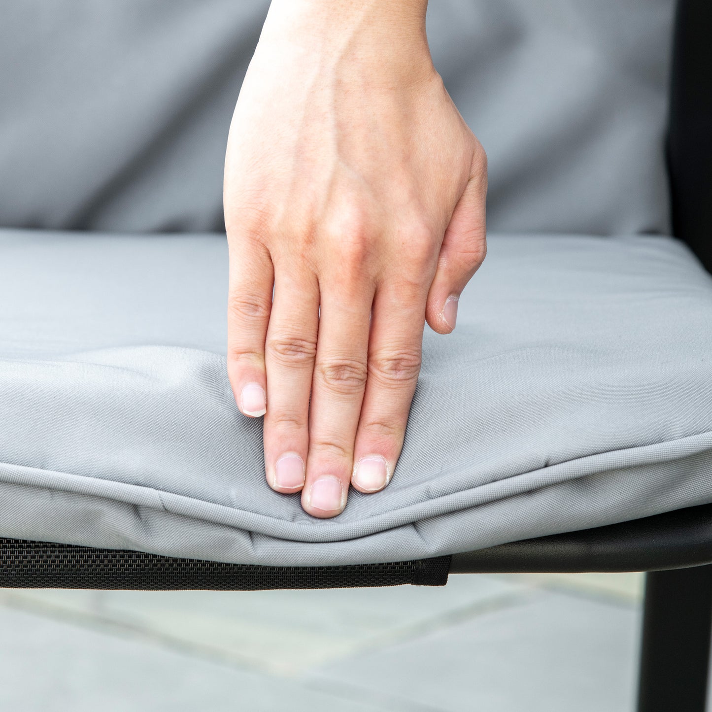 Garden Dining Set, Glass Table w/ Umbrella Hole Grey