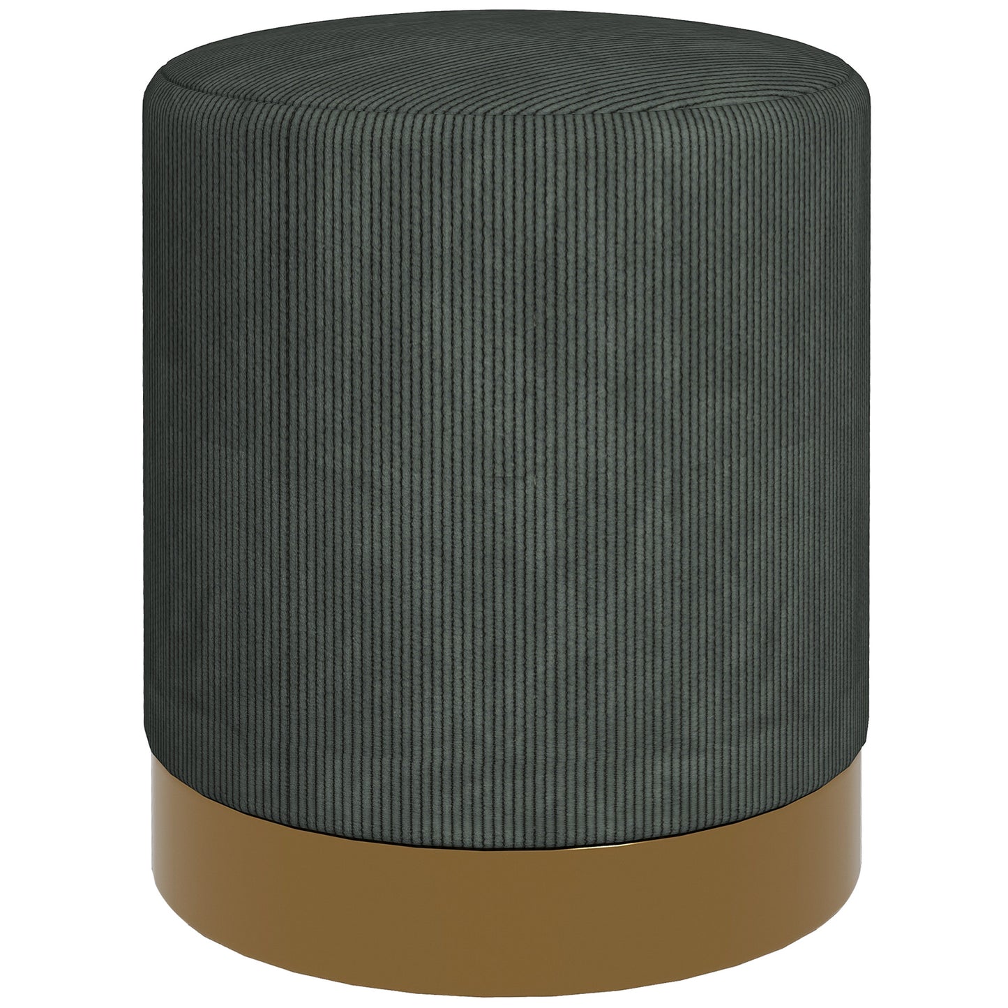 Modern Round Footstool, Fabric Upholstered Foot Rest, Dark Green
