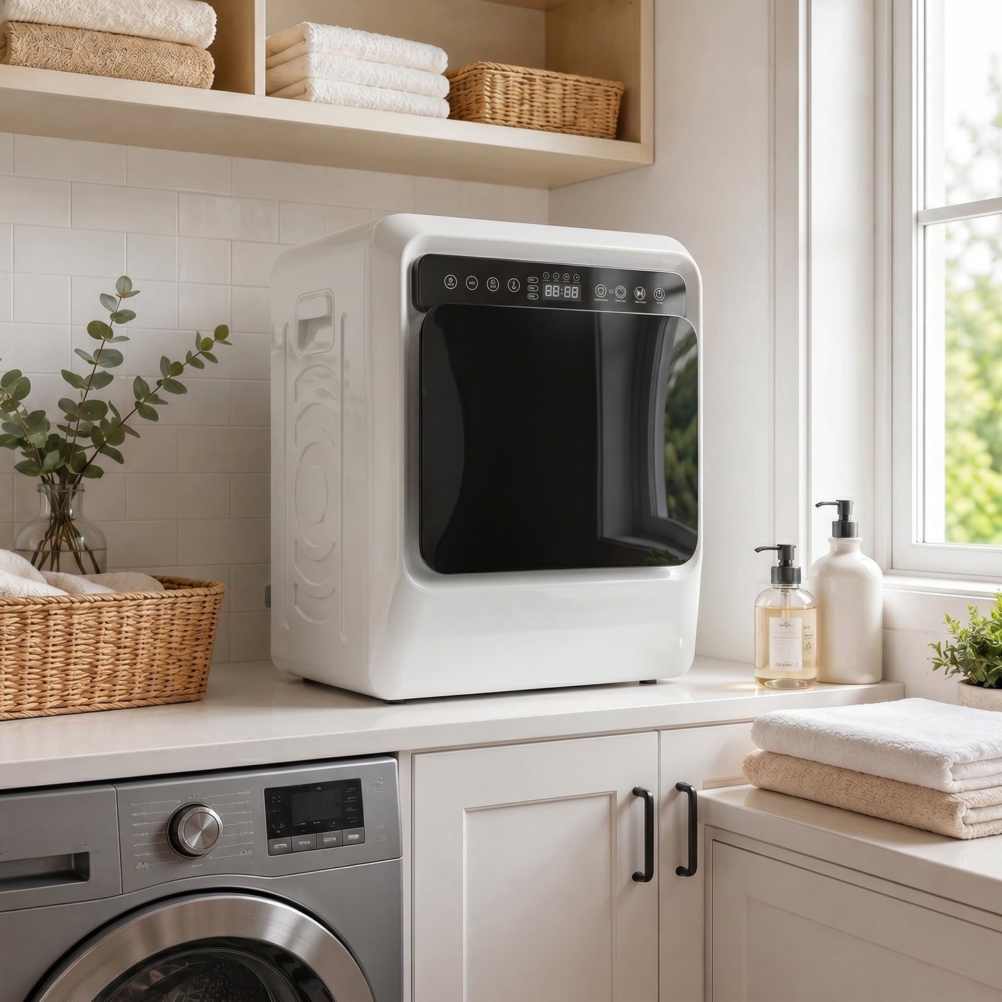 Vented Tumble Dryer, 5kg Wet Laundry/3kg Dry Capacity, 1000W Compact Front Tumble Dryer with Smart Drying, Stainless Steel Tub, Freestanding Stackable Clothes Drying Machine, White