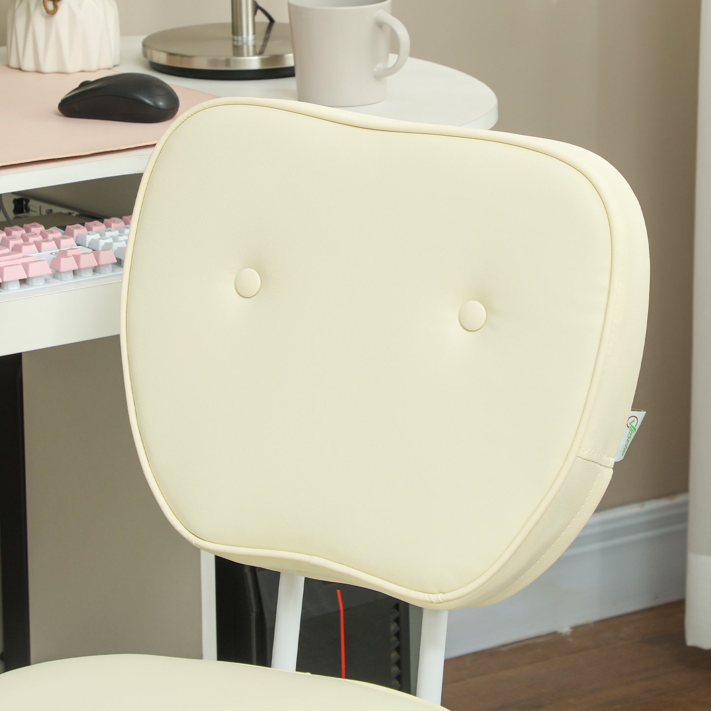 Vanity Task Chair with Adjustable Height, Armless, Cream