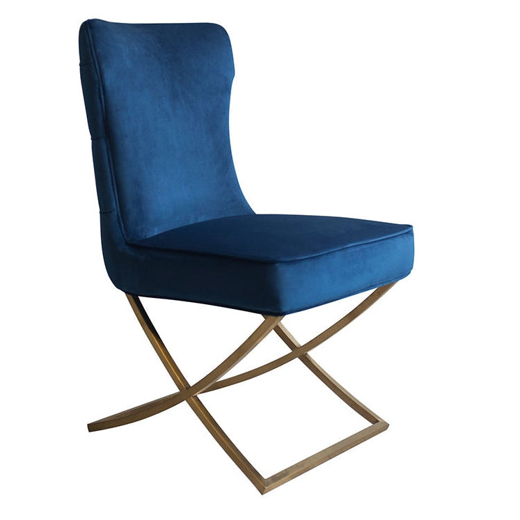 Wexler Dining Chair Navy -Brass Base