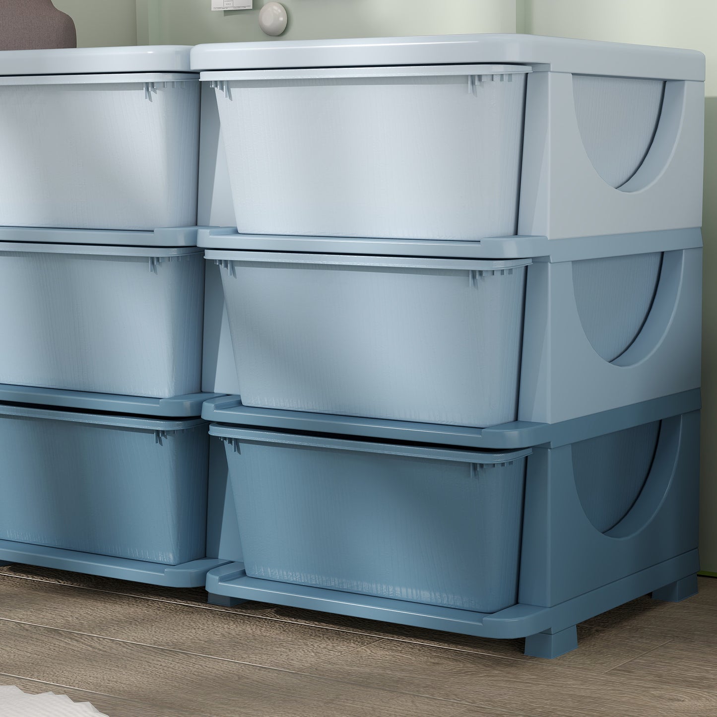 Kids Storage Units with Drawers 3 Tier Chest Dresser Tower Blue