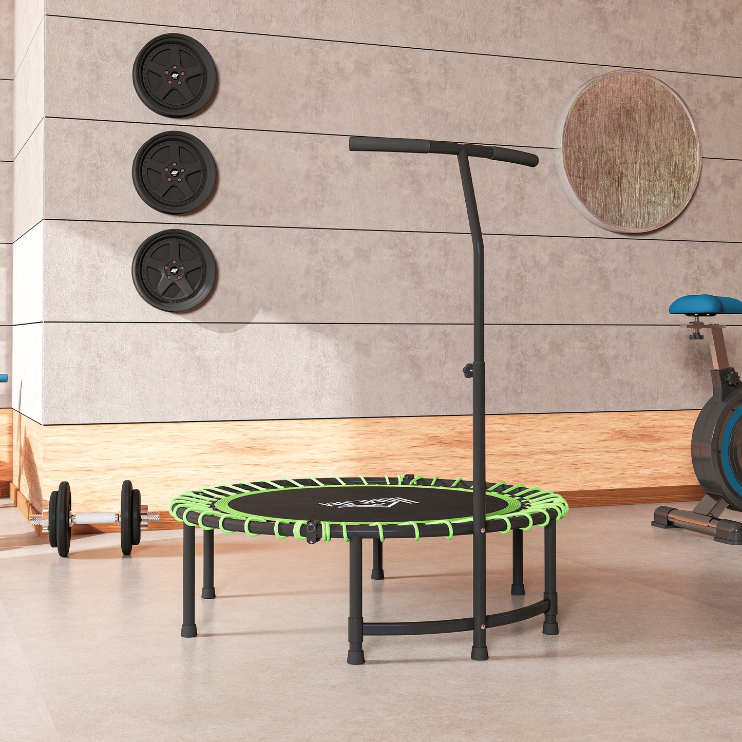 Trampoline Outdoor Bouncer Jumper Adjustable Handle, Green