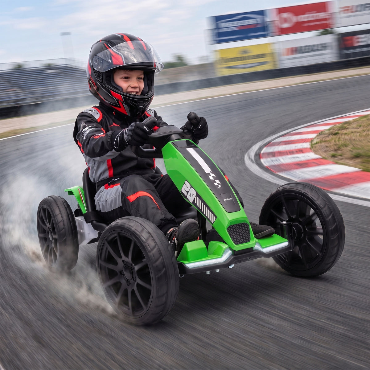 12V Kids' Electric Go-Kart with Dual Motors and Adjustable Seat - Green