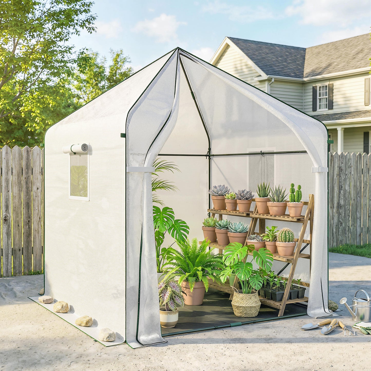 Large Plant House with Roll-up Door White