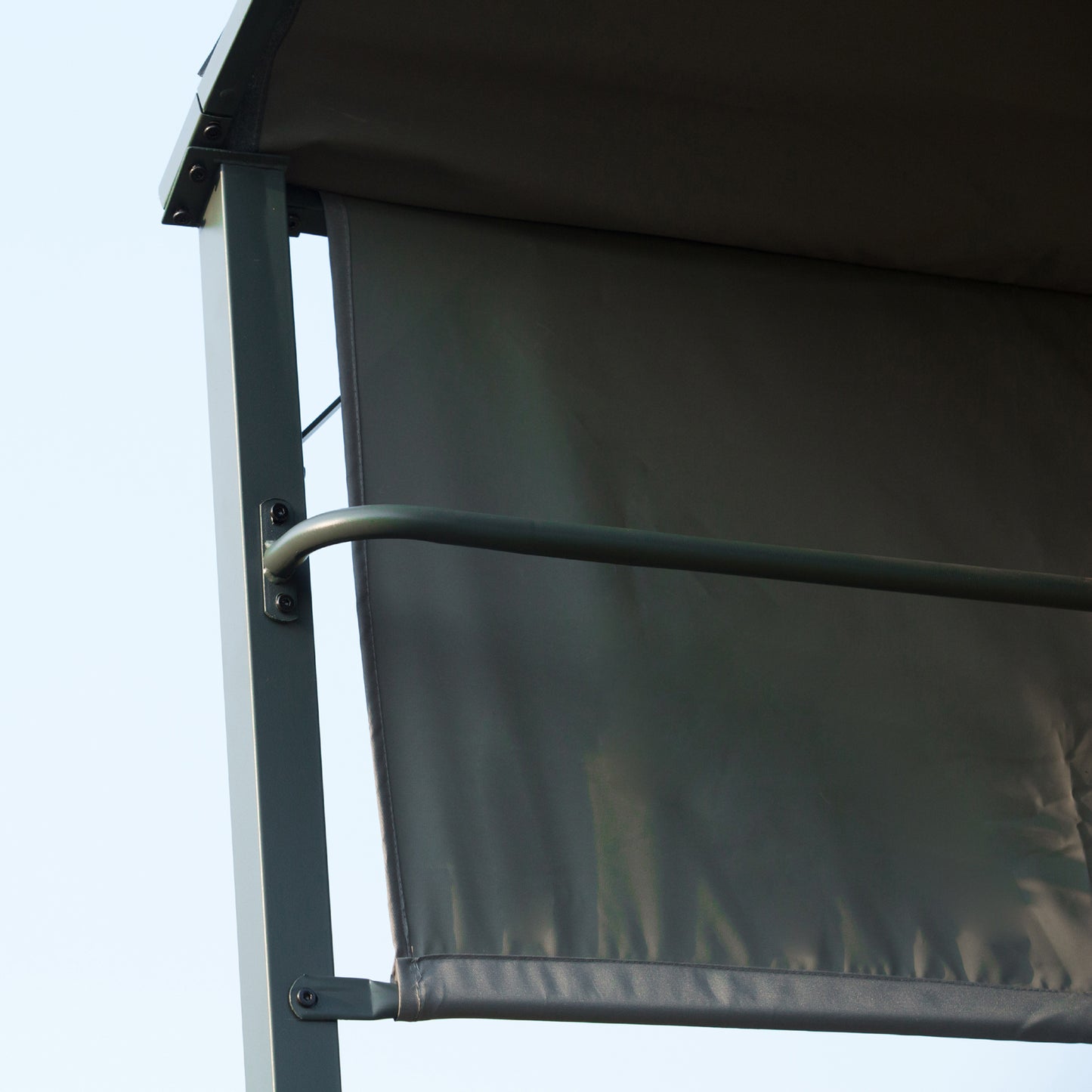 7ft Outdoor Double-tier BBQ Grill Canopy Gazebo w/ 2 Shelf, 5 Hooks