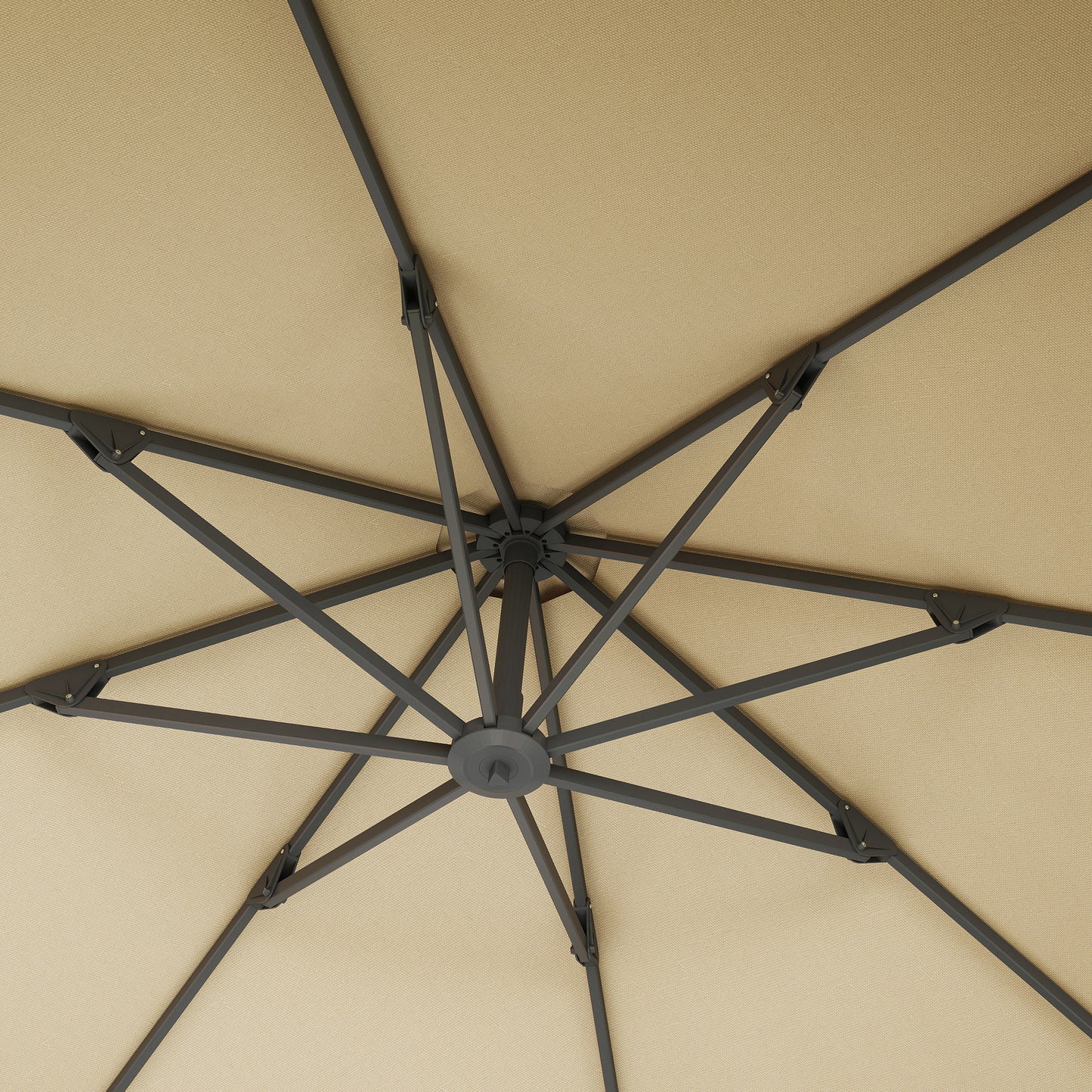 3(m) Garden Cantilever Parasol with Crank Aluminium Frame Khaki