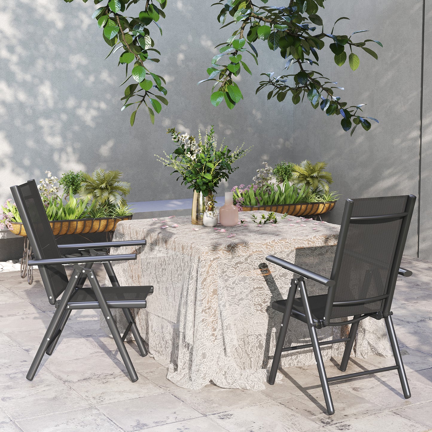 2PCS Folding Chair w/ Breathable Mesh Back and Seat, Dark Grey