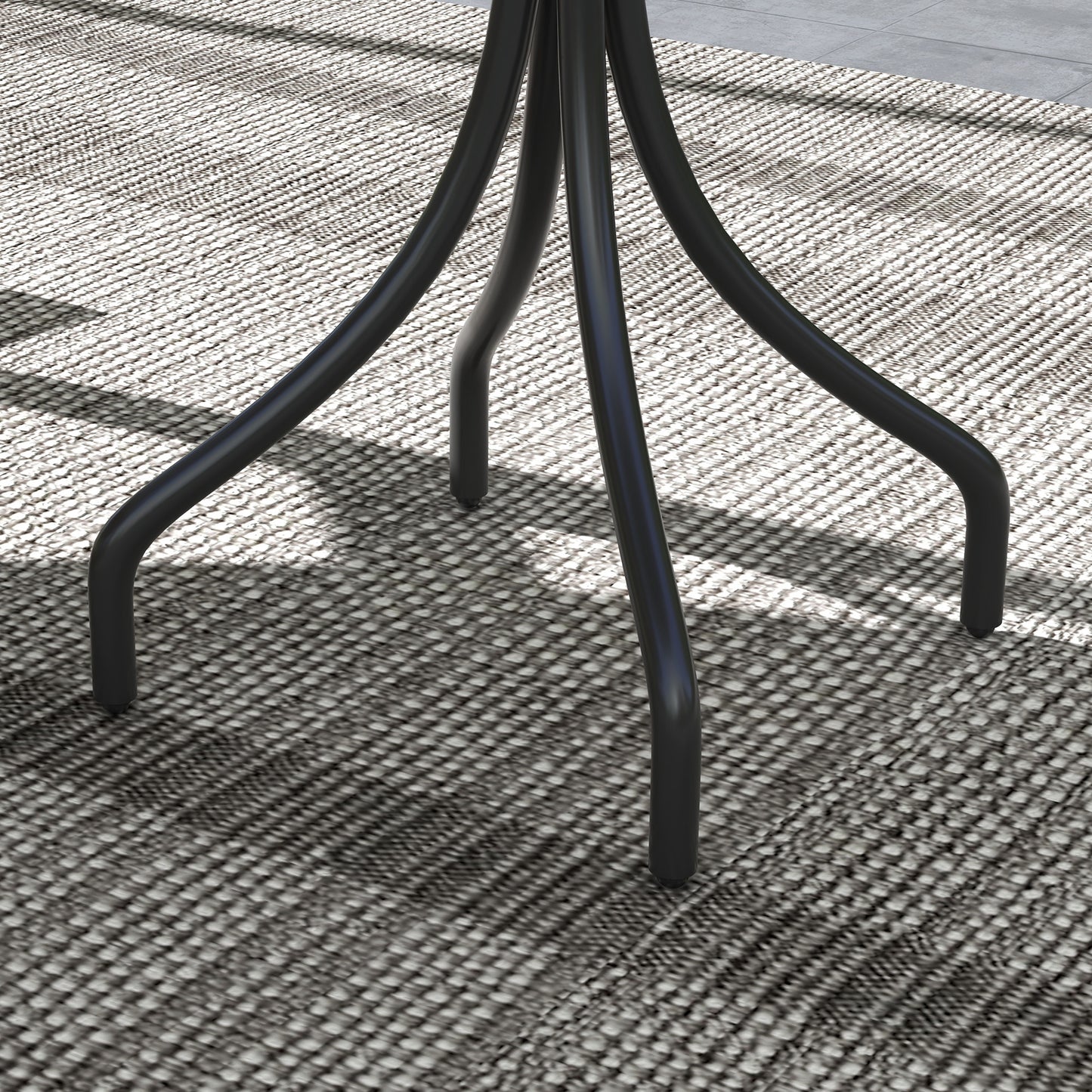 Round Garden Table Outdoor Side Table with Steel Frame Grey