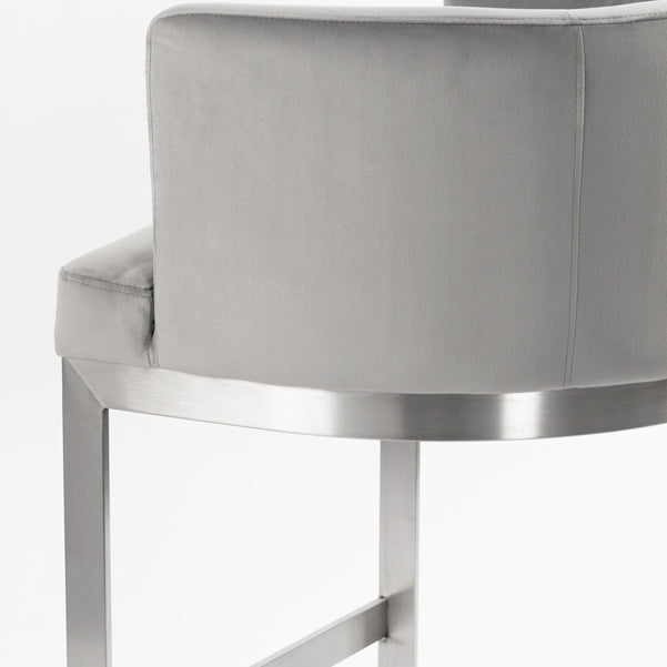 Lasco Bar Stool – Dove Grey - Brushed Stainless Steel Base