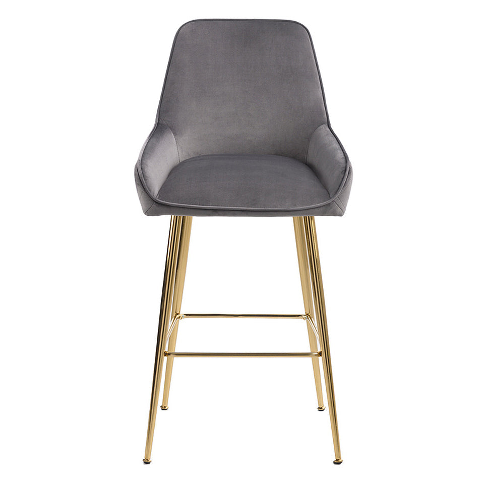 Watson Bar Stool - Storm Grey - Brass