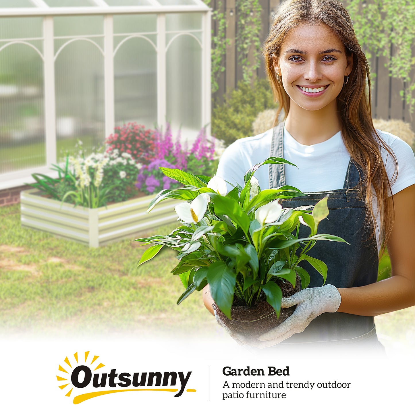 Galvanised Raised Garden Bed Metal Planter Box, Silver