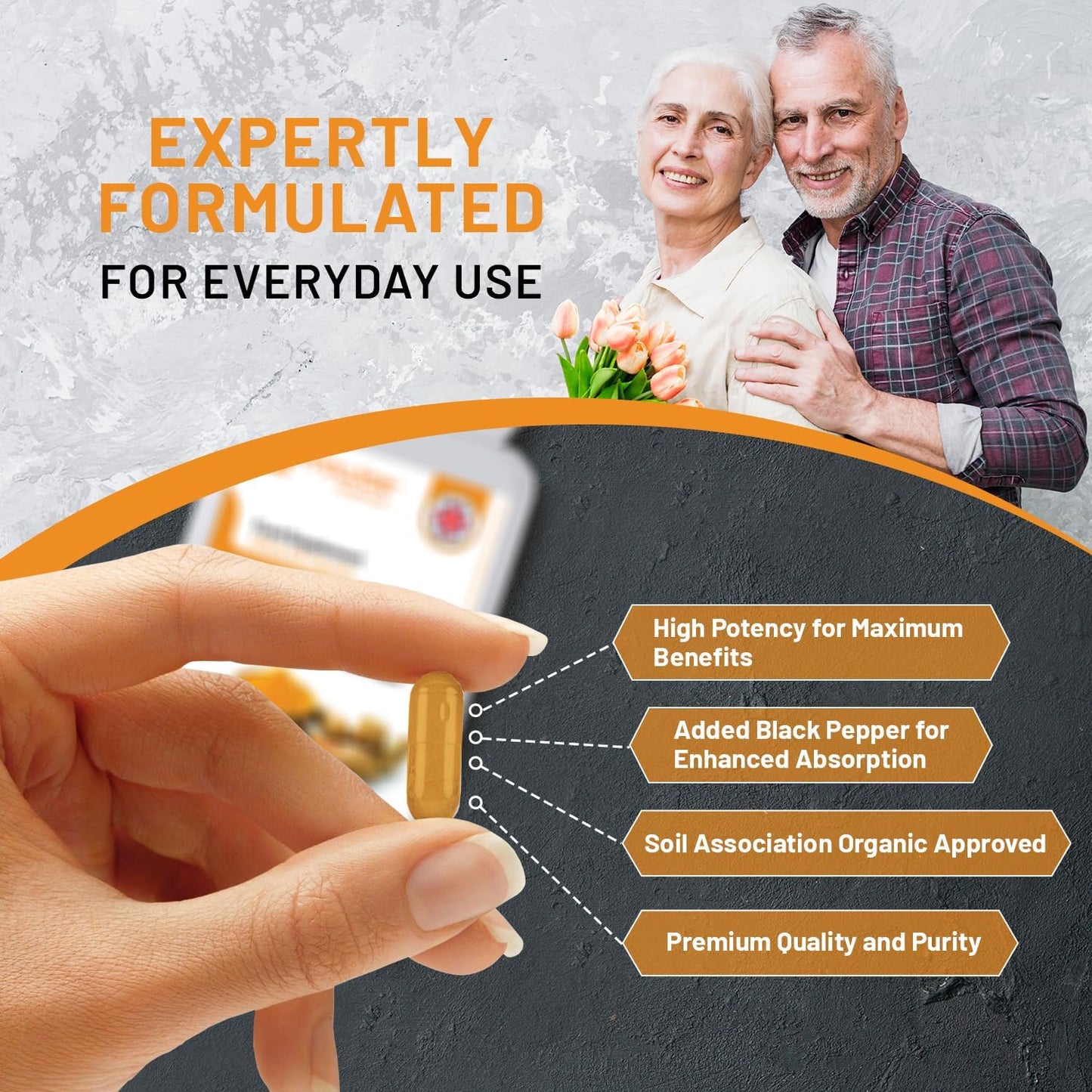 Turmeric & Black Pepper Max Strength Supplements - Natural Anti-Inflammatory & Antioxidant Properties