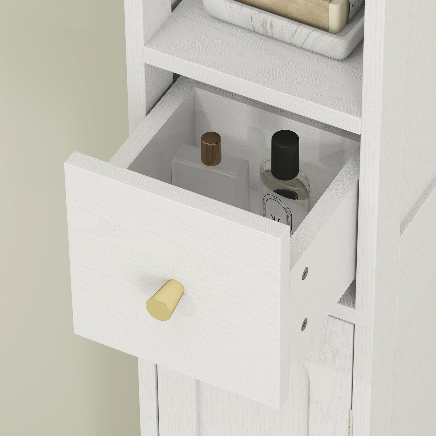 20cm Slim Bathroom Storage Cabinet with Adjustable Shelves White