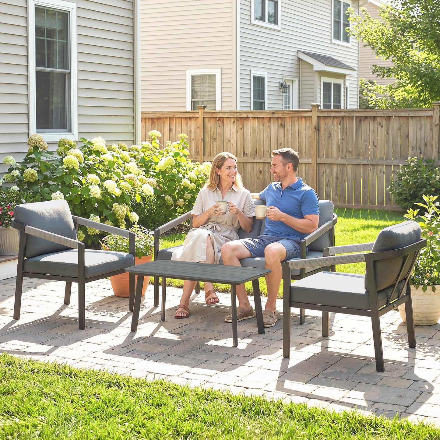 4 Seater Aluminium Garden Furniture Set, Outdoor Patio Furniture
