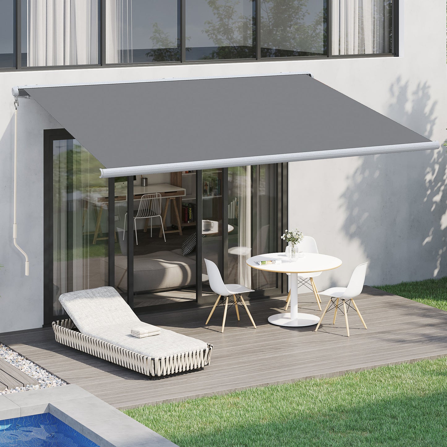 4x3m Full Cassette Electric/Manual Retractable Awning w/ LED Light