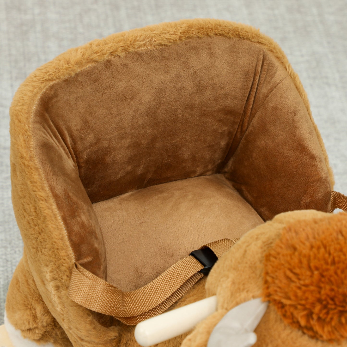 Baby Rocking Horse with Song, Safety Belt, Wood Base for 1-3 Years