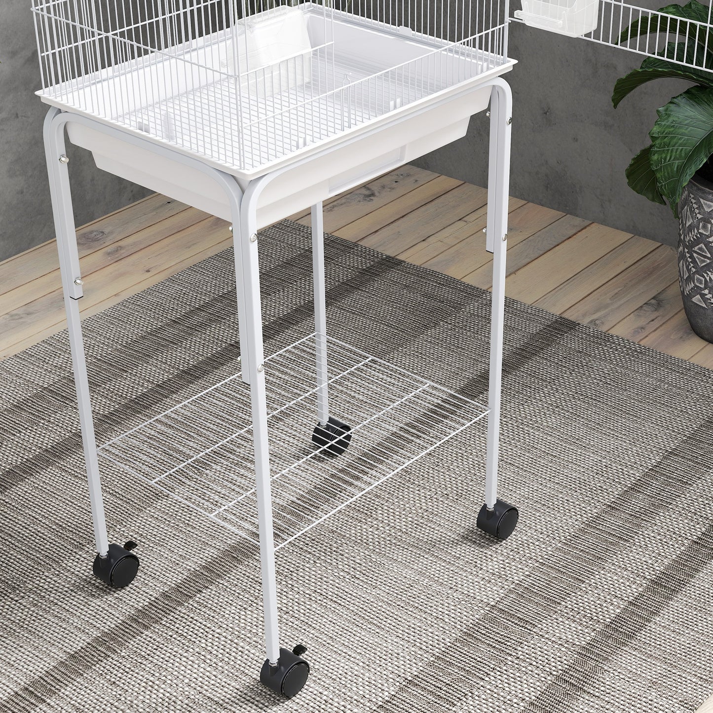 Bird Cage for Budgie Finch Canary Parakeet W/ Stand Tray White