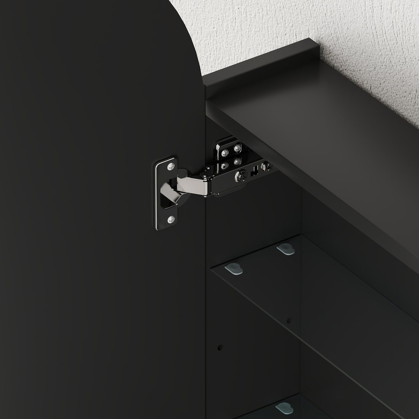 Bathroom Mirror Cabinet with Adjustable Glass Shelves, Black